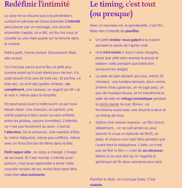 pistes pour se retrouver après bébé